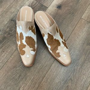 Donal Pliner calf hair mules